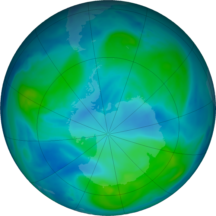 Antarctic ozone map for 23 February 2017